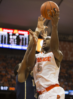 Fair takes on contact on his way to a 3-point play. 