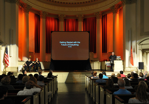 Bre Pettis, an entrepreneur, spoke in front of a crowd at Hendricks Chapel on Tuesday.