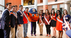 Class of 2016 nominees for Homecoming Court pose for a picture with Otto.