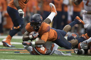 Dontae Strickland carries the ball during last October's Syracuse upset of then-No. 2 Clemson in the Carrier Dome.