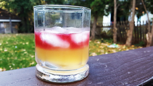 The Bloody Sour, is a traditional whiskey sour with a dash of 