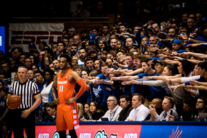 Oshae Brissett, pictured near the Cameron crowd earlier this season, helped SU upset the Blue Devils. 