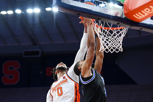 Alan Griffin blocks a shot in the final seconds against Buffalo to send the game into overtime.