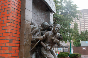 Memorialized as a statue in Clinton Square, the event is an “inflection point” in the history of slavery in America. The statue features Samuel May, a white abolitionist; Rev. Jermain W. Loguen, a Black man who previously escaped his own enslavement and William “Jerry” Henry.