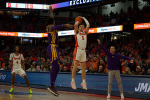 Syracuse knocked down 11 3-pointers while its defense shutdown LSU's leading scorer Will Baker, holding him to just three points in a 23-point victory. 