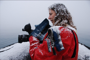 Janet Biggs visited  Svalbard, Norway in 2009 and 2010, documenting footage of her travels. The footage, including shots of an emergency flare being shot into nothingness, is now part of “Imagination and Desire in a Northern Landscape.”
