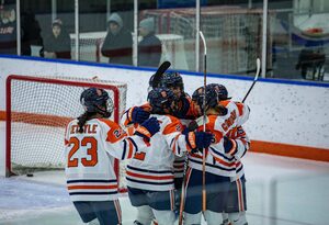 Following a hat trick Friday night, Bryn Saarela tallied three points in Syracuse’s 4-1 win over Robert Morris.