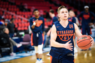 Junior guard Shaun Belbey warms up during Syracuse's open practice on Thursday. 