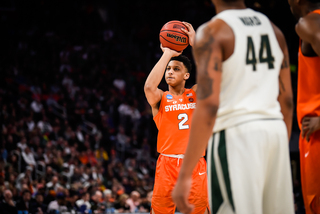 Syracuse redshirt freshman Matthew Moyer made two key blocks in eight minutes of action. He also added a free throw for one point on the day.