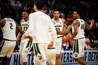 The Spartans had a lot to celebrate: 21 second-chance points and 29 offensive rebounds. 