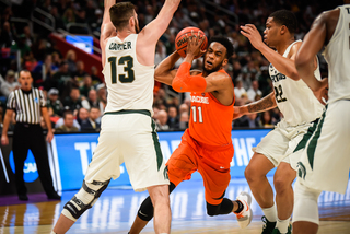 Brissett took command of the SU offense, knocking down contested shots and maneuvering inside.