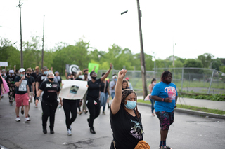 Protesting continued for hours and into the night.